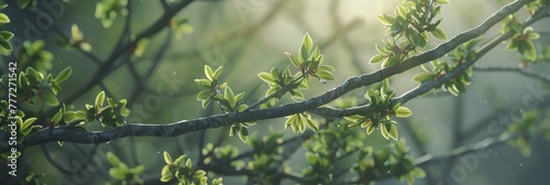 The Rebirth of the Forest: Vibrant Green Leaves Emerging from Dormant Branches