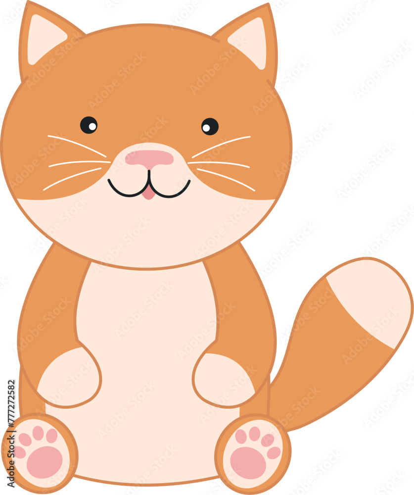 cute cartoon orange kitten sitting and smiling. kawaii illustration of red cat. plushe funny cat clip art isolated on transparent background cute cartoon orange kitten sitting and smiling. kawaii illustration of red cat. plushe funny cat clip art isolated on transparent background