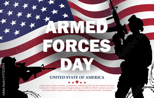 Armed Forces Day Celebration background with soldier silhouette concept