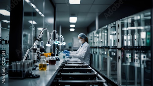  A doctor working in a lab equipped with advanced robotics and automation systems, where high-throughput screening and drug discovery efforts are accelerated to identify novel therapeutics and potenti photo