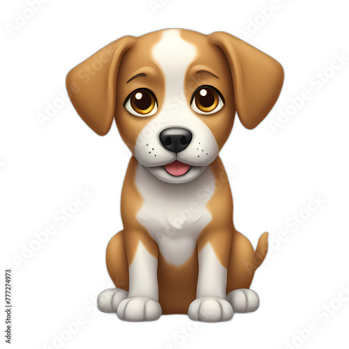 Illustration of Cute Little Dog Emoji Character, Cute puppy pet collection, diverse breeds, IOS © Thaitap
