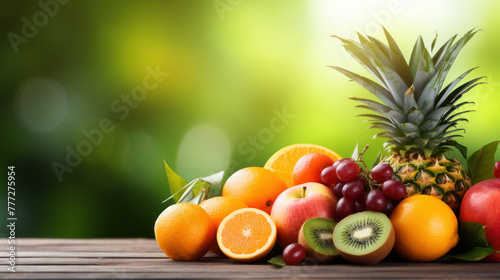 Fresh Fruit Assortment on Wooden Table