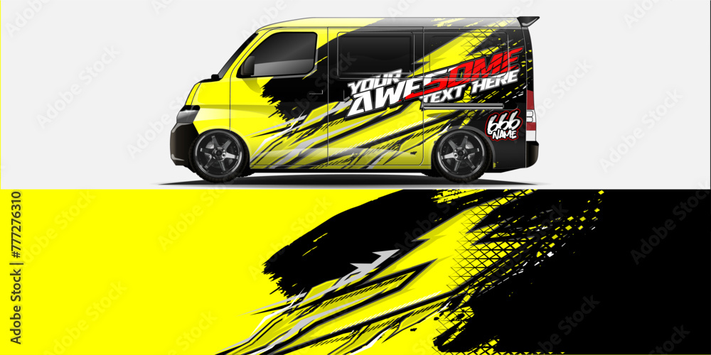 Vector Car Decal Wrap Design: Abstract Racing Stripe Background Kit for Vehicles, Race Cars, Rally, Adventure, and Livery