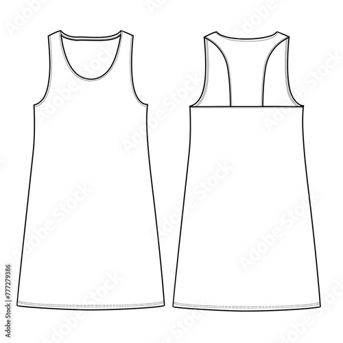 Drawing Of a girls sleeveless tank top outline print Vector art