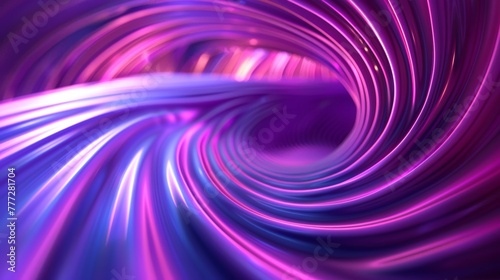 This 3D render features vortices of lines that glow in ultraviolet spectrum on an abstract background © Bundi