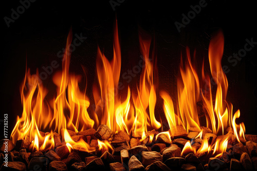 Intense Flames Rising From a Bonfire in a Nighttime Outdoor Setting