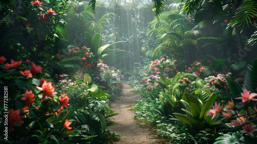 Fantasy Garden, A mystical pathway through an oversized, lush garden.