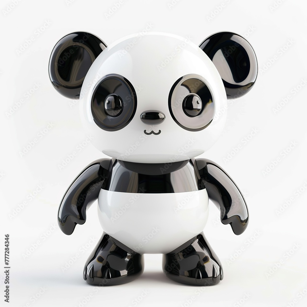 A 3D toy cute panda isolated on white background A 3D toy cute panda isolated on white background