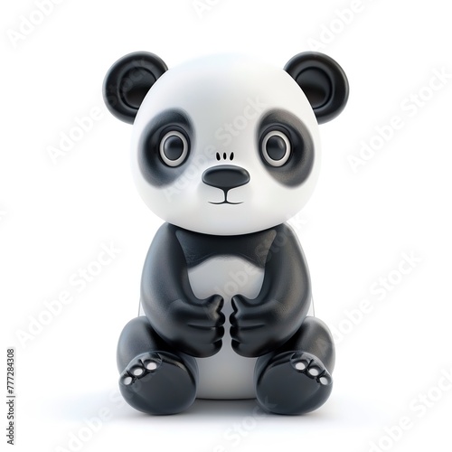 A 3D toy cute panda isolated on white background