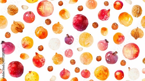 A pattern of a bunch of different fruits and vegetables, AI