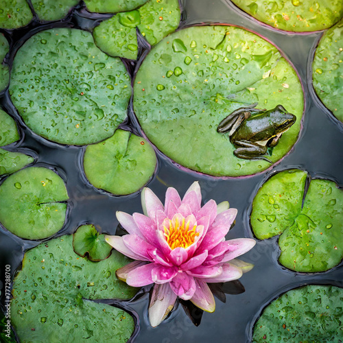 Photos Grenouille sur son nénuphar