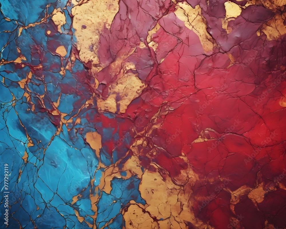 Gold, red, and blue marble background