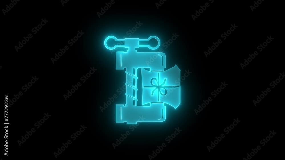 Clamp tool icon glowing neon cyan color animation on black background Clamp tool icon glowing neon cyan color animation on black background