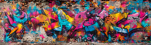 Urban graffiti art on textured wall  colorful street culture and creative expression
