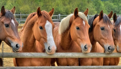 "Majestic Harmony: A Stunning Group of Horses in Nature's Embrace" 