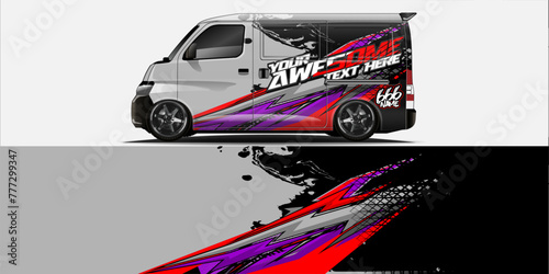 Vector Car Decal Wrap Design: Abstract Racing Stripe Background Kit for Vehicles, Race Cars, Rally, Adventure, and Livery