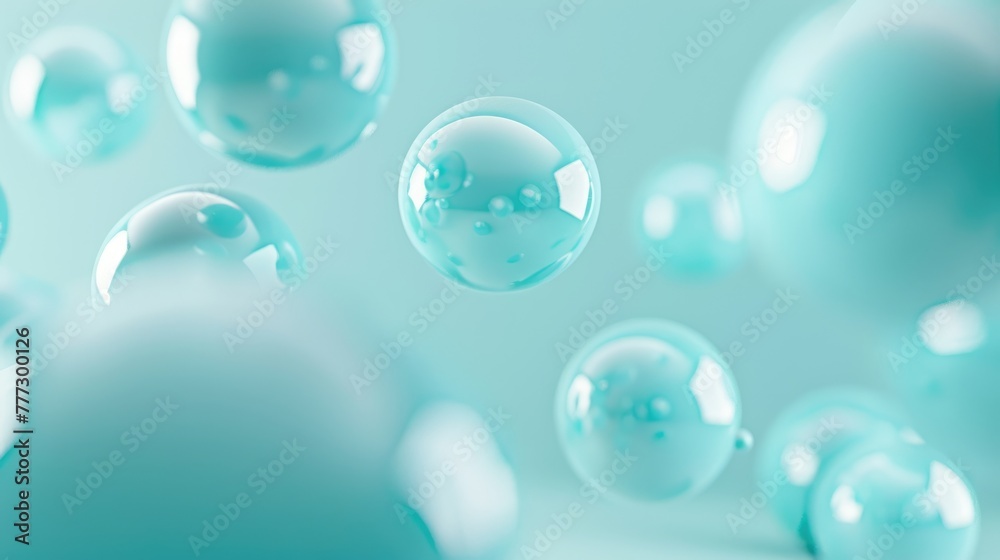 Abstract background, with 3D blue, turquoise spheres, balls. Tranquility, harmony of inner state, visual pleasure Abstract background, with 3D blue, turquoise spheres, balls. Tranquility, harmony of inner state, visual pleasure