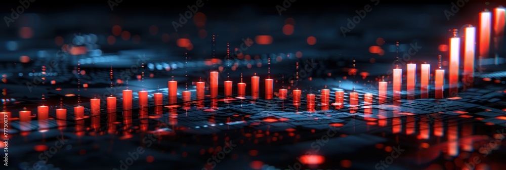 Digital visualization of a bar chart showing data trends