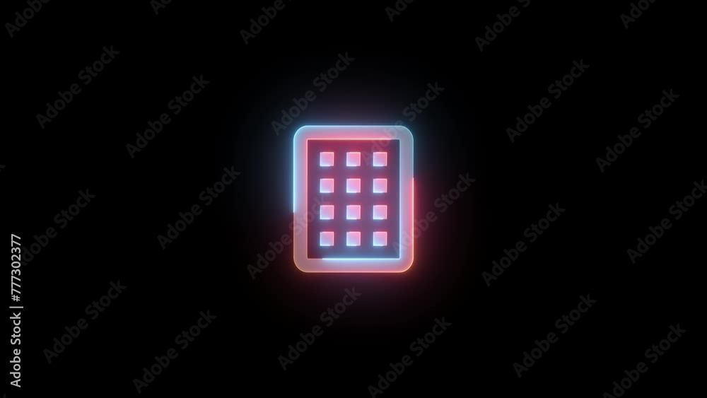 Neon keyboard 12 key icon brown cyan color glowing animated black background Neon keyboard 12 key icon brown cyan color glowing animated black background