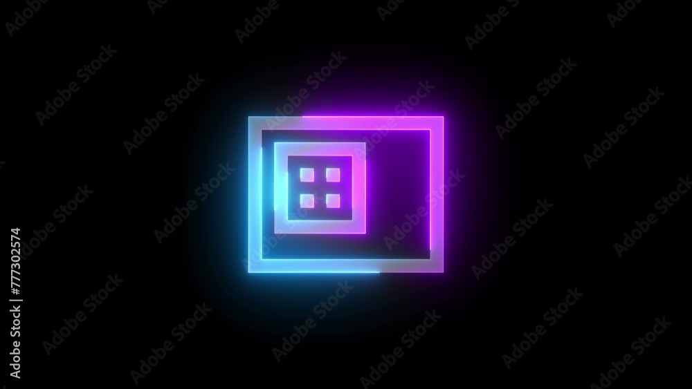 Neon keyboard left dock icon cyan purple color glowing animated black background Neon keyboard left dock icon cyan purple color glowing animated black background