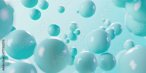 Abstract background, with 3D blue, turquoise spheres, balls. Tranquility, harmony of inner state, visual pleasure