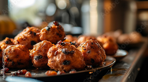 Oliebollen, Dutch delights. Deep-fried dough balls, crisp outside and fluffy inside. Dusted with powdered sugar, these festive treats offer warm, sweet satisfaction.