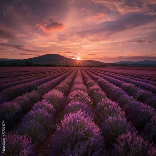 lavender fields at sunset