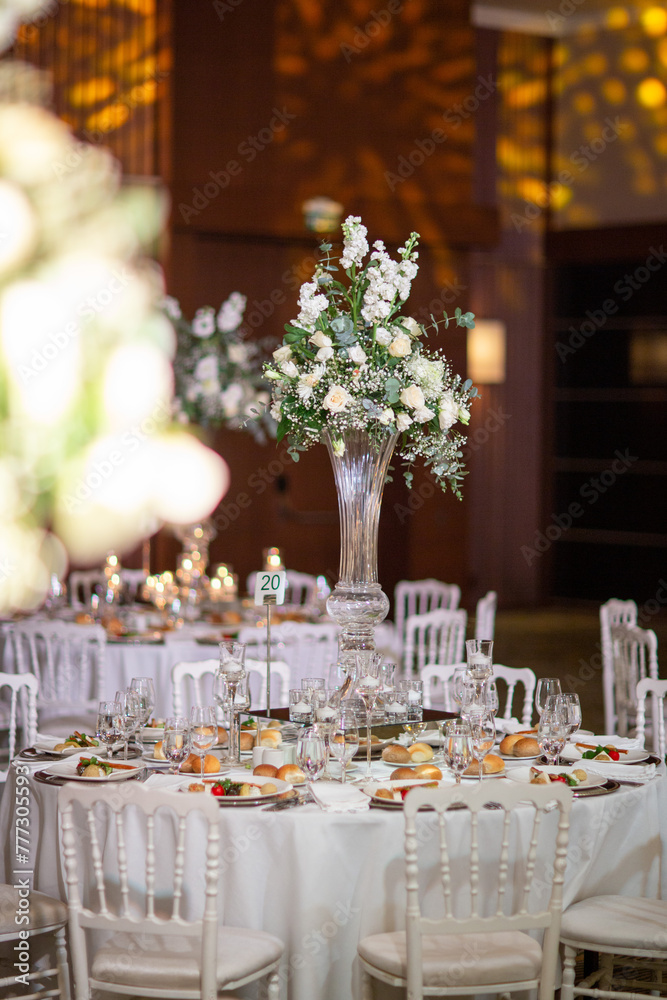 Wedding decoration and floral decorations.