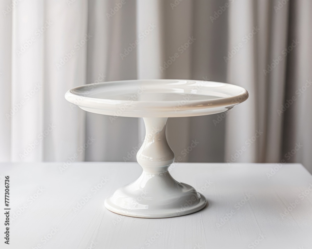 Porcelain Cake Stand for Celebrations, White Racked Dessert Display Stand with Copy Space for Birthday Cakes and More Porcelain Cake Stand for Celebrations, White Racked Dessert Display Stand with Copy Space for Birthday Cakes and More