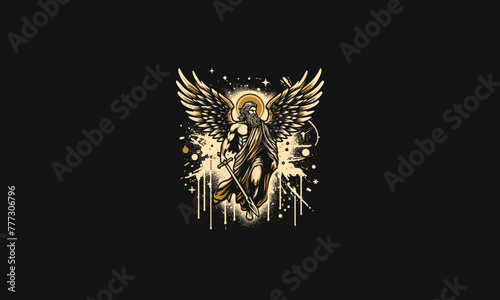 zeus with wings vector illustration splash background