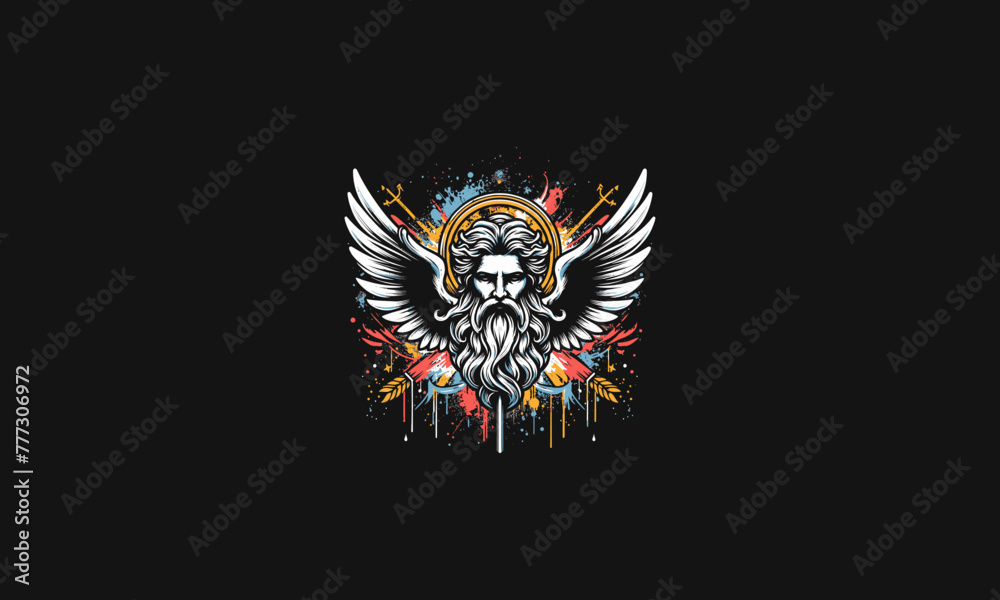 Obraz premium zeus with wings vector illustration splash background