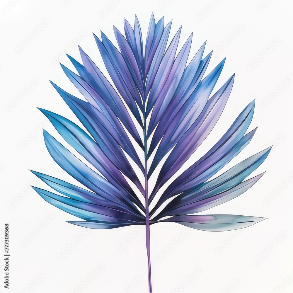 tropical purple blue leaf on white background tropical purple blue leaf on white background