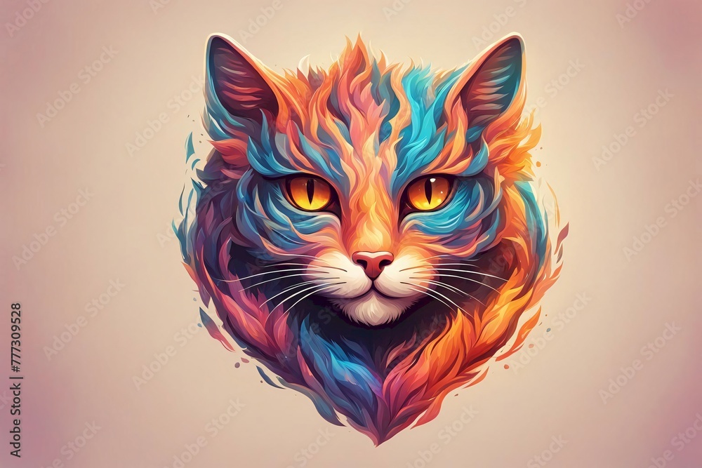 Vibrant Artistic Cat Face in a Spectrum of Colors, Generative AI Vibrant Artistic Cat Face in a Spectrum of Colors, Generative AI