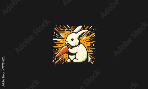 rabbit eat carrot vector artwork design