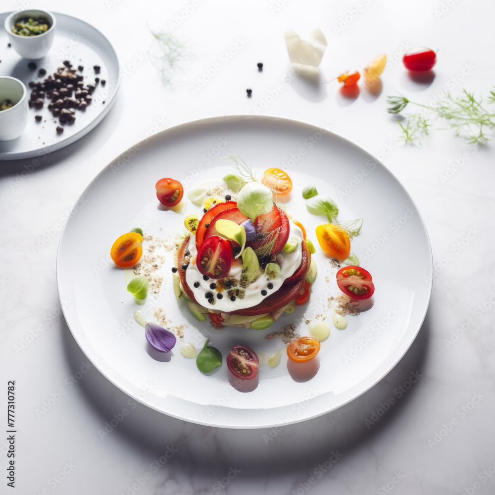 Colorful Vegetable Salad with Edible Flowers Colorful Vegetable Salad with Edible Flowers