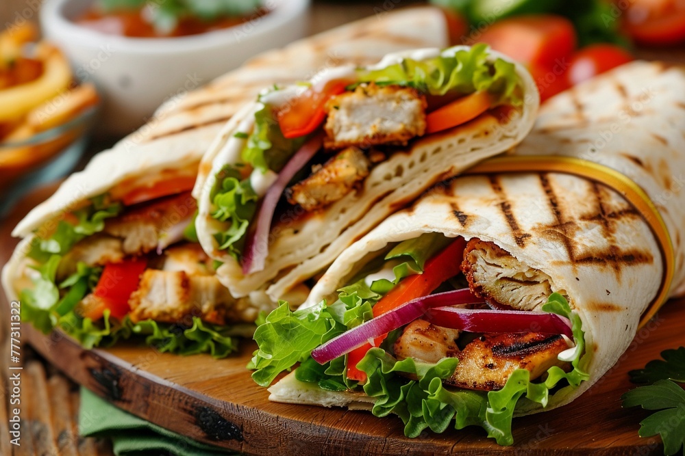 Grilled Chicken Wrap with Fresh Vegetables Grilled Chicken Wrap with Fresh Vegetables