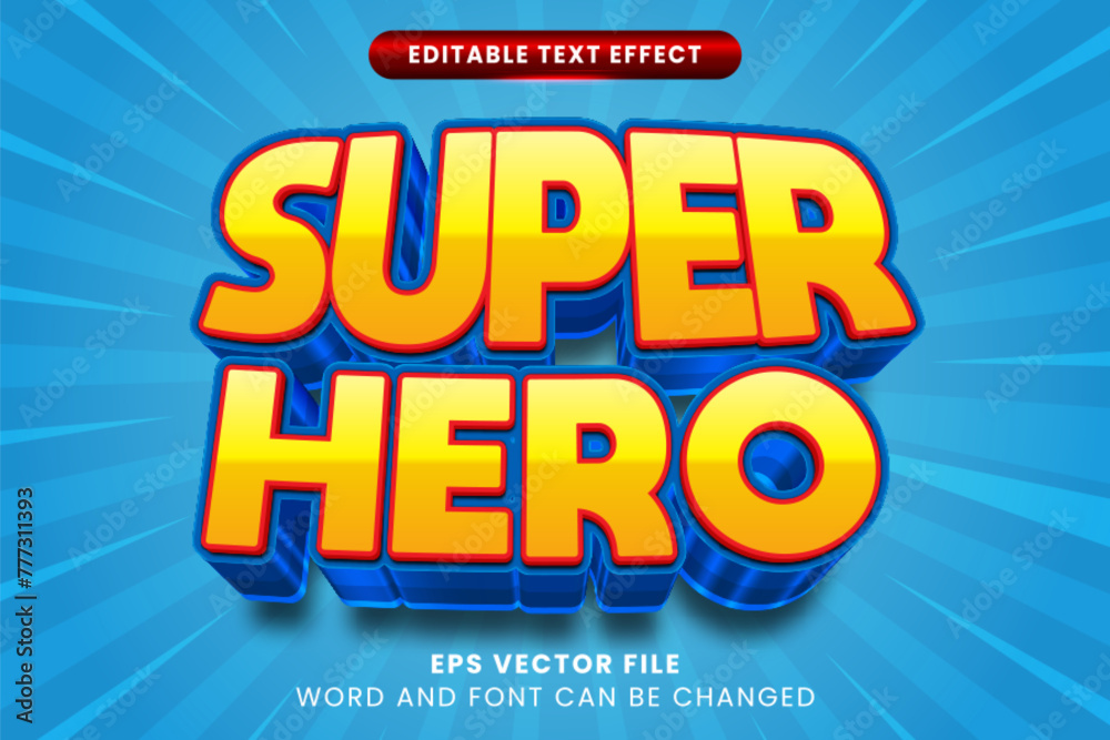 Super hero cartoon comic game 3d editable vector text effect Super hero cartoon comic game 3d editable vector text effect
