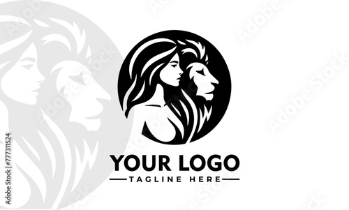 Vintage Mom Lion Girl Logo Vector Unique Design for Women and Lion Lovers Premium Lioness Symbol