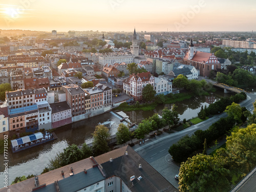 Opole centrum miasta i Stare Miasto w widoku z powietrza