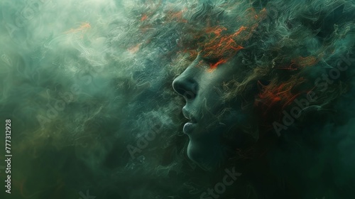 Expressive surreal backdrop conveying the inner turmoil and complex emotions of depression.
