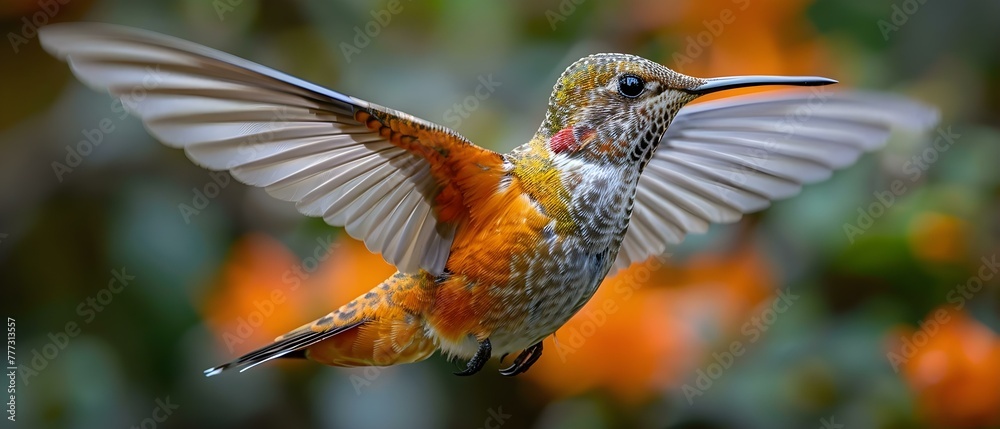 Fototapeta premium Vibrant hummingbird in Costa Rica. Concept Nature Photography, Wildlife of Costa Rica, Birdwatching, Tropical Wildlife, Vibrant Hummingbirds