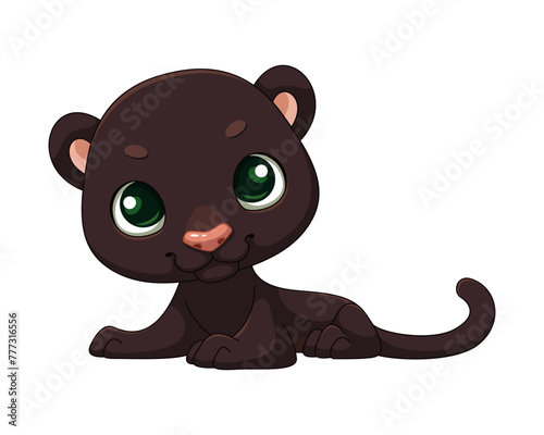 Cute black panther cub cartoon vector illustration