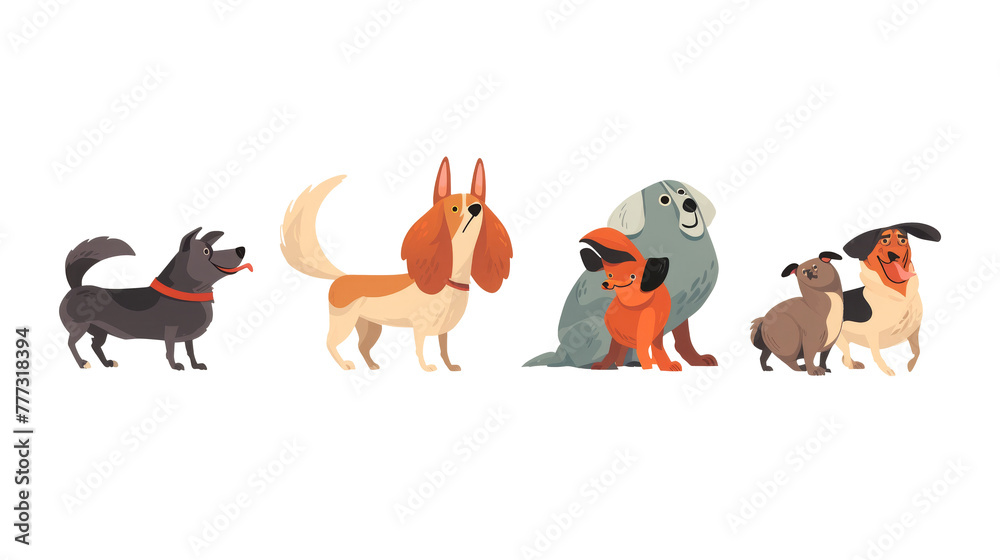 Assorted Cartoon Dogs in Various Poses isolated Assorted Cartoon Dogs in Various Poses isolated