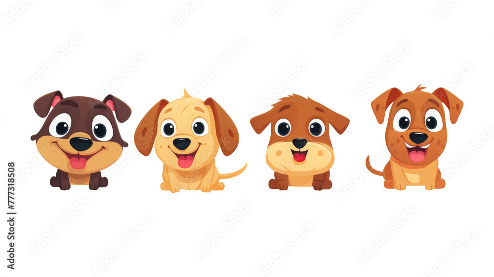 Assorted Cartoon Dogs in Various Poses isolated Assorted Cartoon Dogs in Various Poses isolated