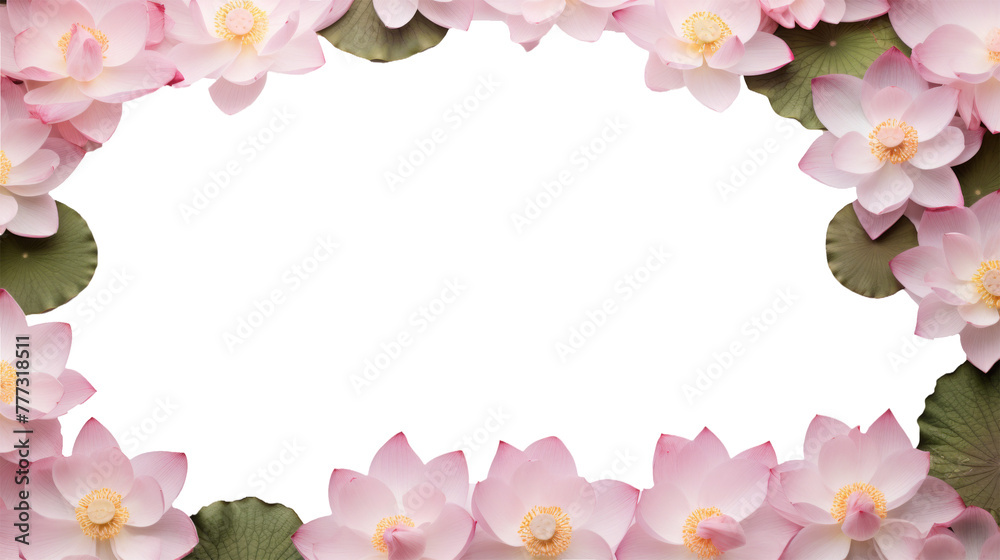 Pink Lotus Flowers and Petals on isolated