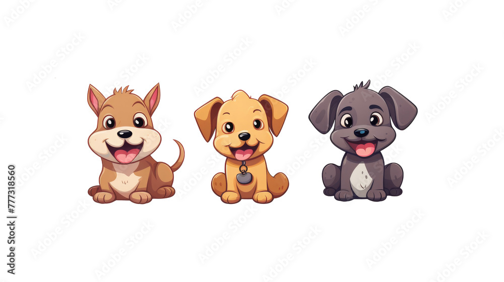 Assorted Cartoon Dogs in Various Poses isolated Assorted Cartoon Dogs in Various Poses isolated