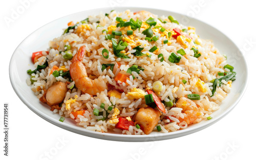 Fried Rice Plate On Transparent Background.