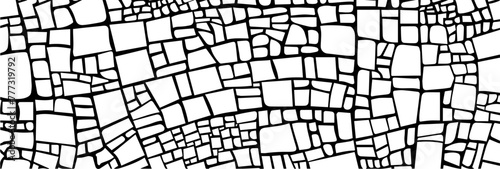 geometric pattern resembling mosaic or cobblestone, black vector abstract decorative silhouette shape overlay geometric mosaic tile