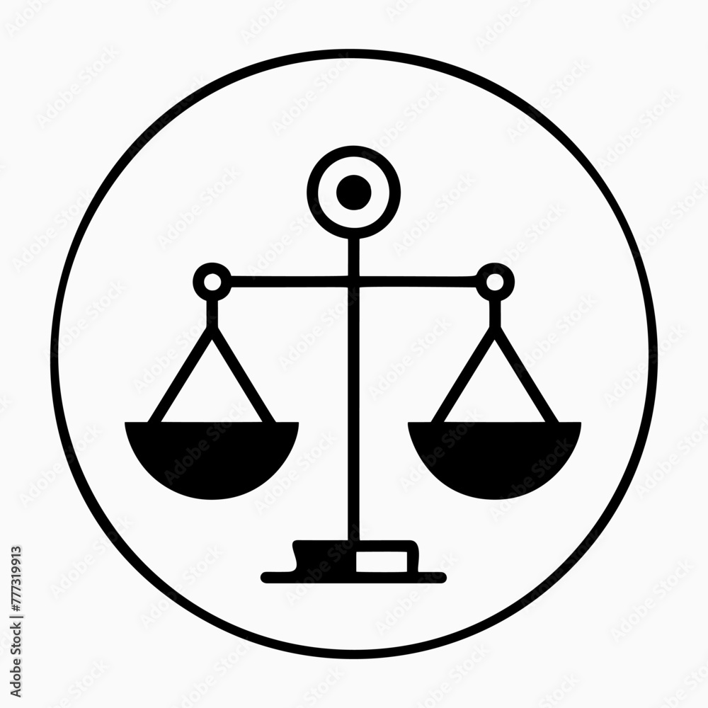 Scales of justice icon in a circle - obrazy, fototapety, plakaty 