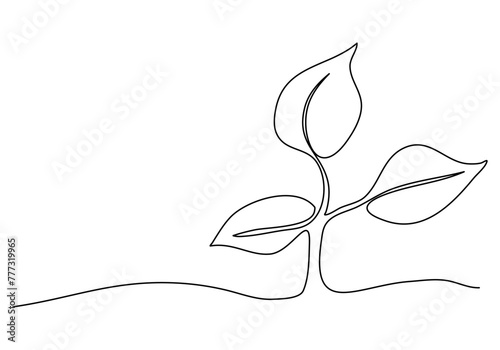 Sprout, one line drawing vector illustration. © Anastasiya